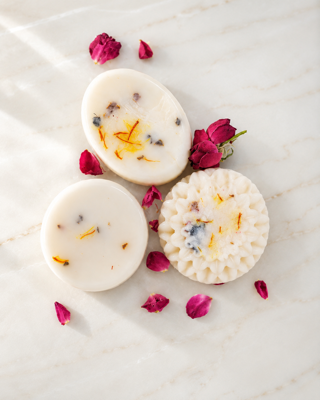 Handcrafted Goat Milk Soap with Saffron, Rose & Almond Oil