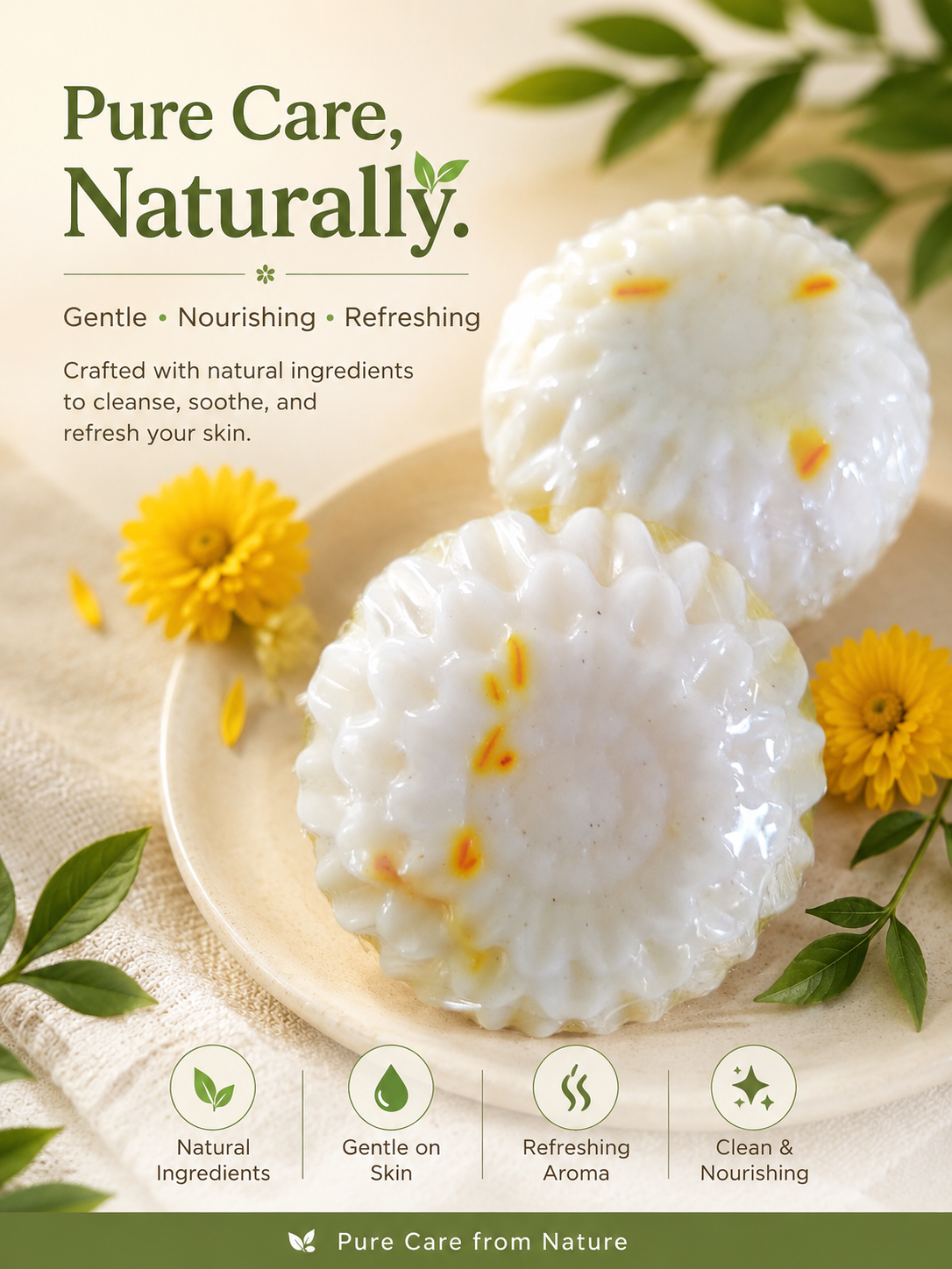 Handcrafted Shea Butter Soap with Saffron & Almond Oil