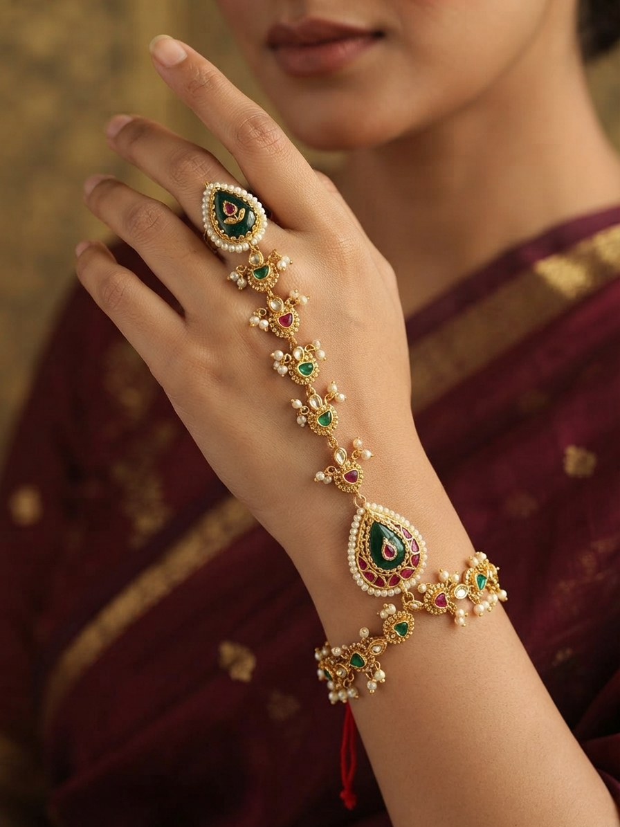 Traditional Kundan Bridal Hathphool