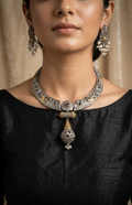 Antique Floral Oxidised Necklace Set