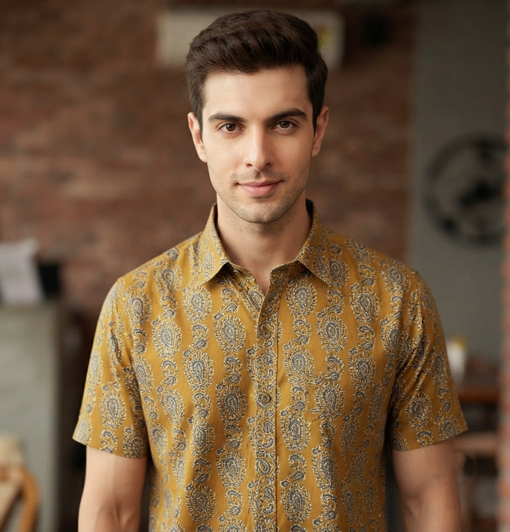 Mustard Paisley Cotton Shirt