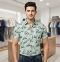 Mint Black Bicycle Print Cotton Shirt