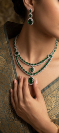 Luxury Emerald Crystal Necklace Set