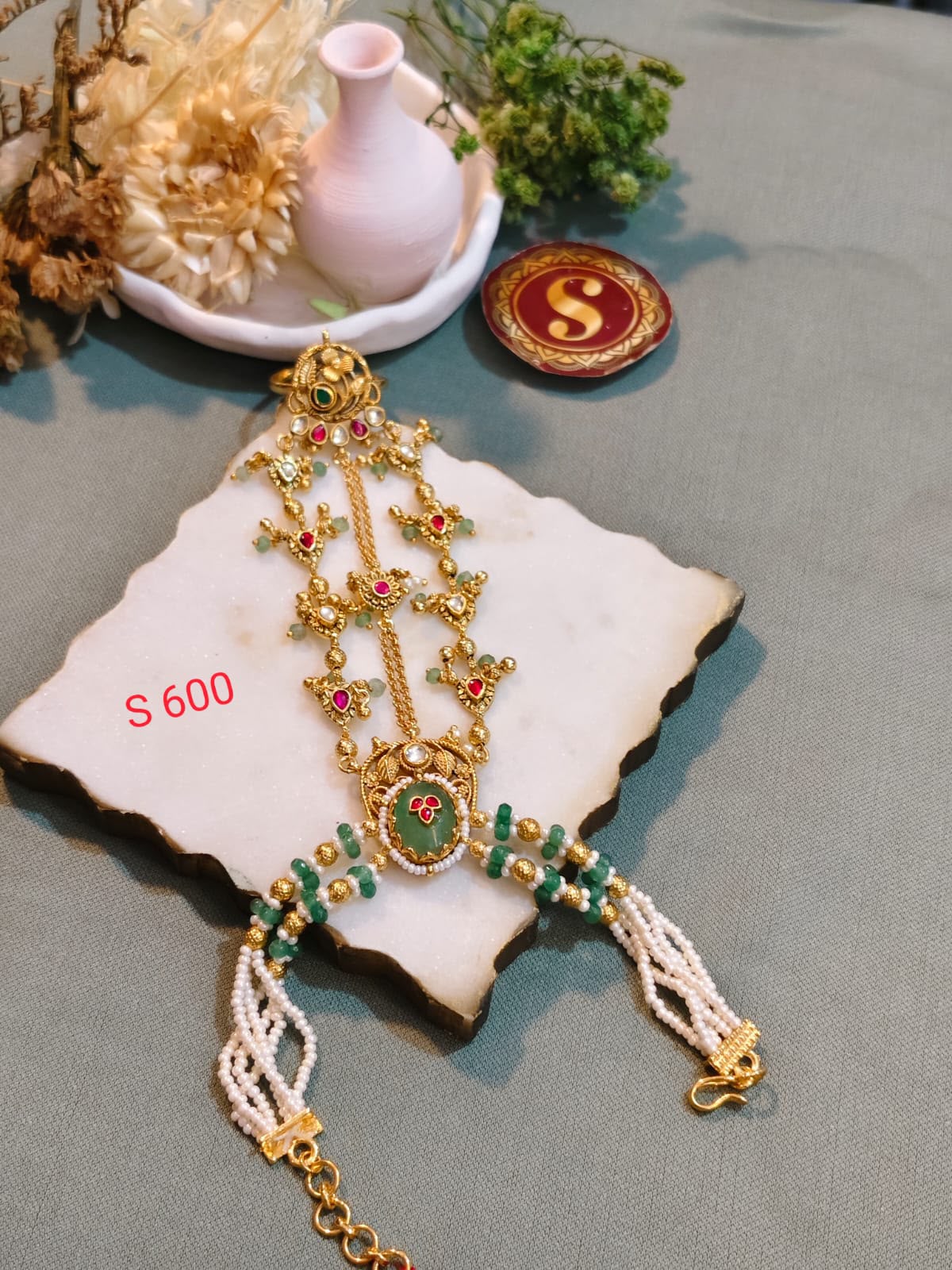 Traditional Pearl Kundan Hathphool