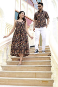 Couple Cotton Mandala Printed Outfit Set – Black
