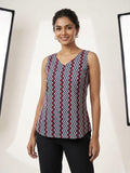Women's Zigzag Printed Cotton Sleeveless Top – Multicolor