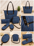 Blue Zigzag Handbag Combo Set