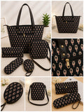 Elegant Black Printed Handbag Combo Set