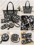 Black Floral Handbag Combo Set