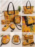 Yellow Bow Print Handbag Combo Set