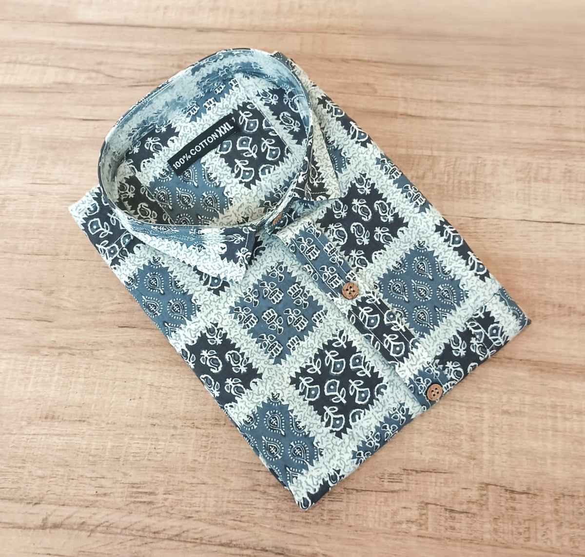 Men's Grey Printed Cotton Half Sleeve Shirt