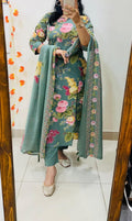 Sage Green Floral Cotton Suit Set