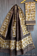 Women’s Brown Floral Chanderi Silk Saree