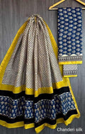 Women’s Navy Blue Polka Print Chanderi Silk Saree