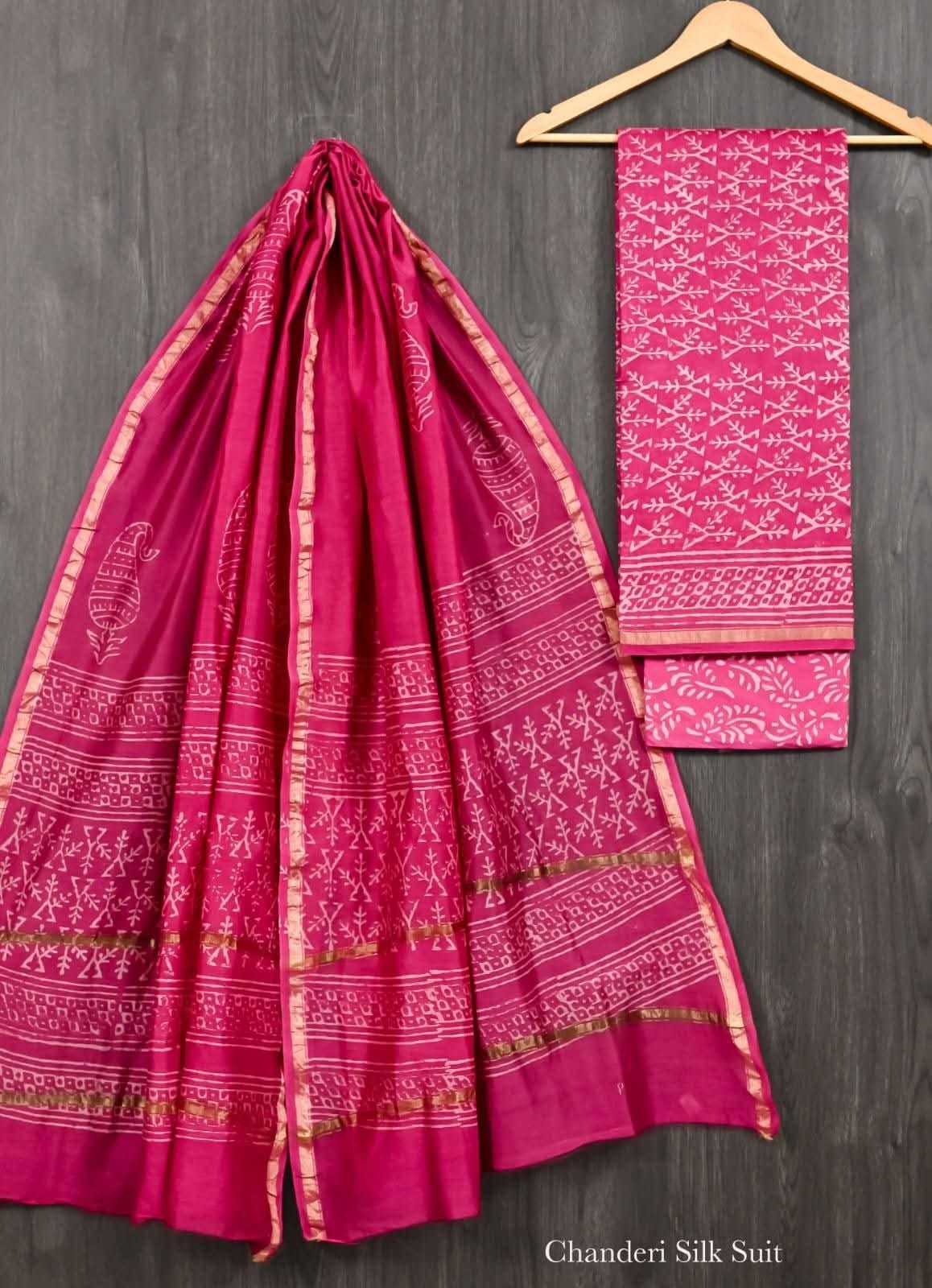 Elegant Chanderi Silk Suit Set