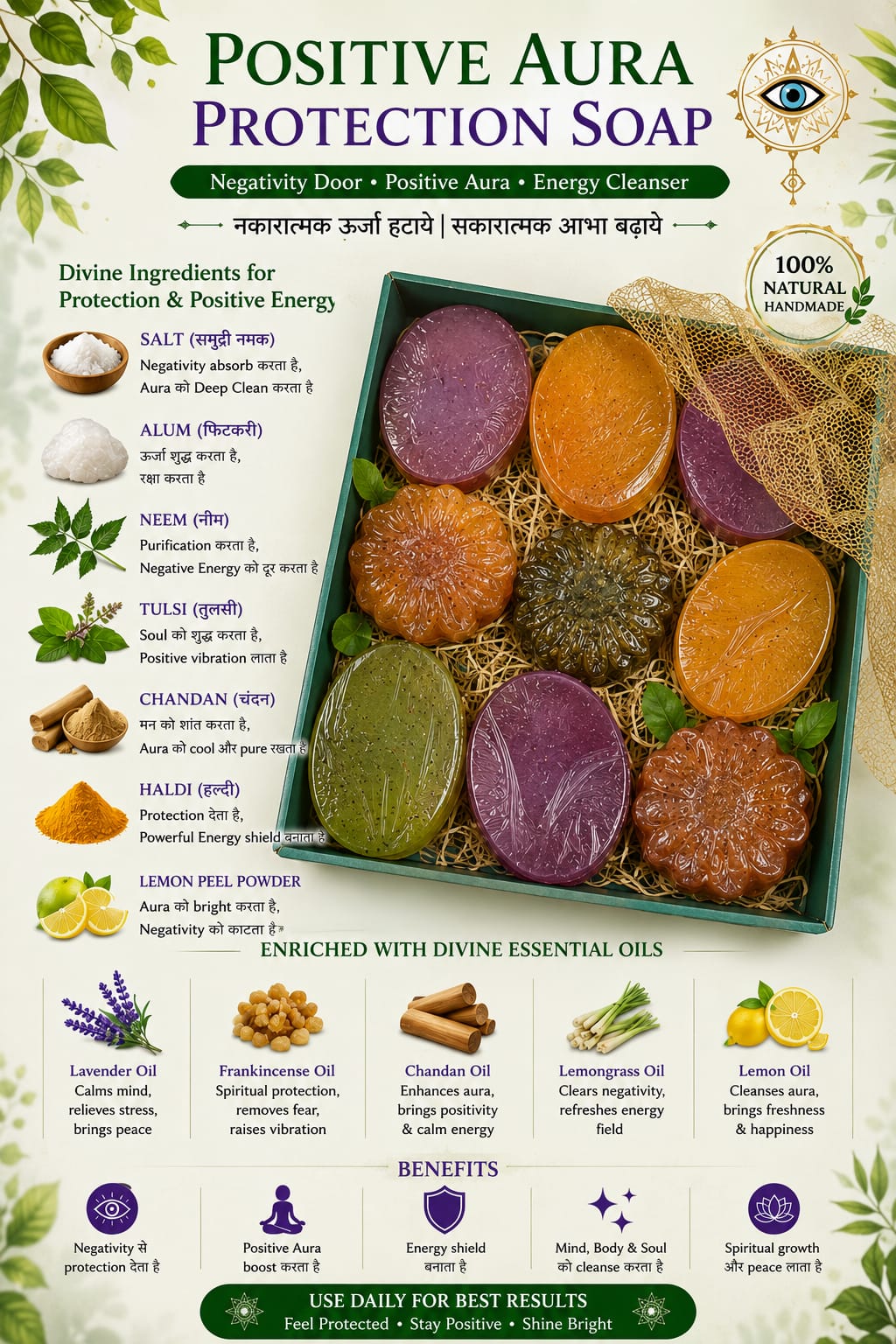 Handcrafted Herbal Soap Positive Aura Protection Soap