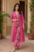 Women's Pink Printed 3-Piece Co-Ord Set with Long Shrug