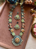 Royal Blue & Mint Kundan Oxidized Necklace Set