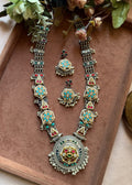 Traditional Oxidized Kundan Necklace Set with Jhumka Earrings