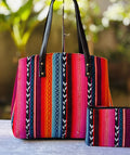 Women's Multicolor Handwoven Tote Bag with Matching Pouch