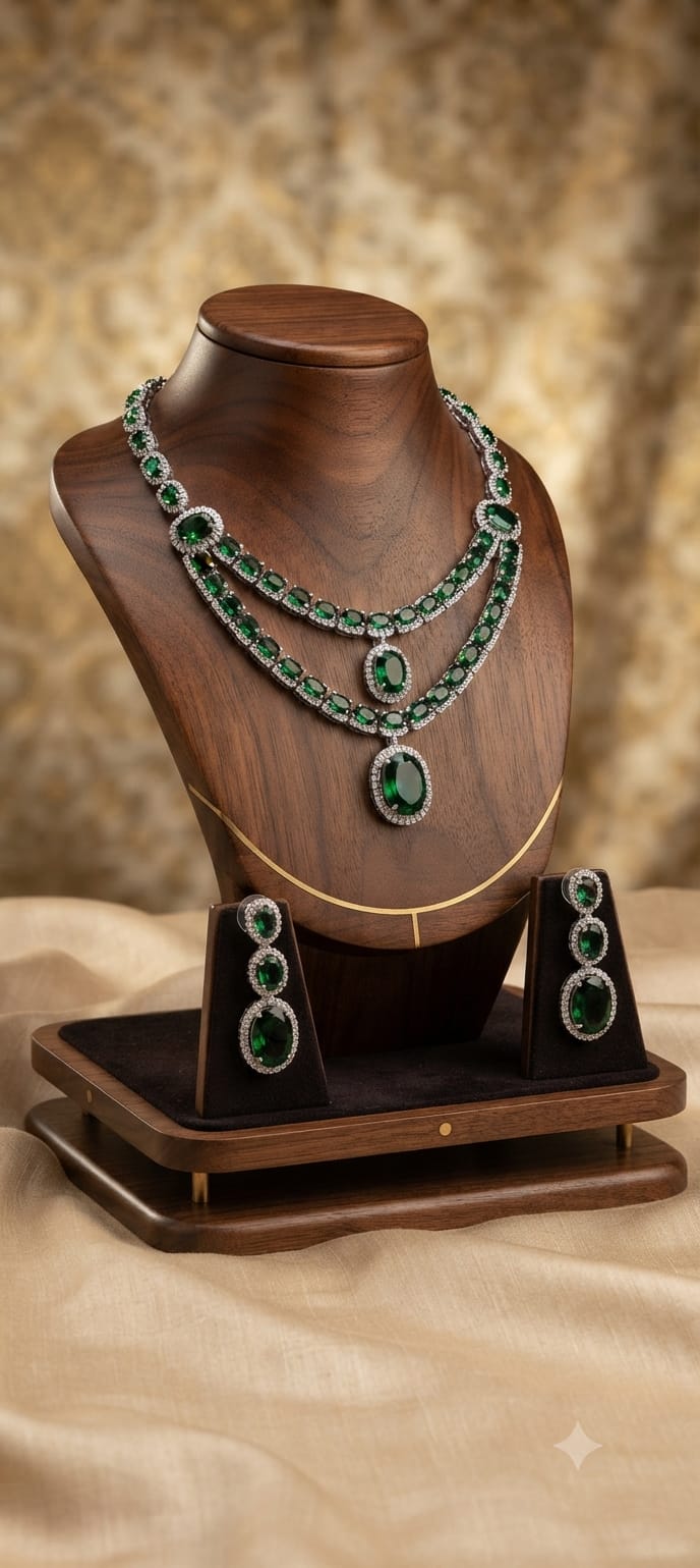 Luxury Emerald Crystal Necklace Set
